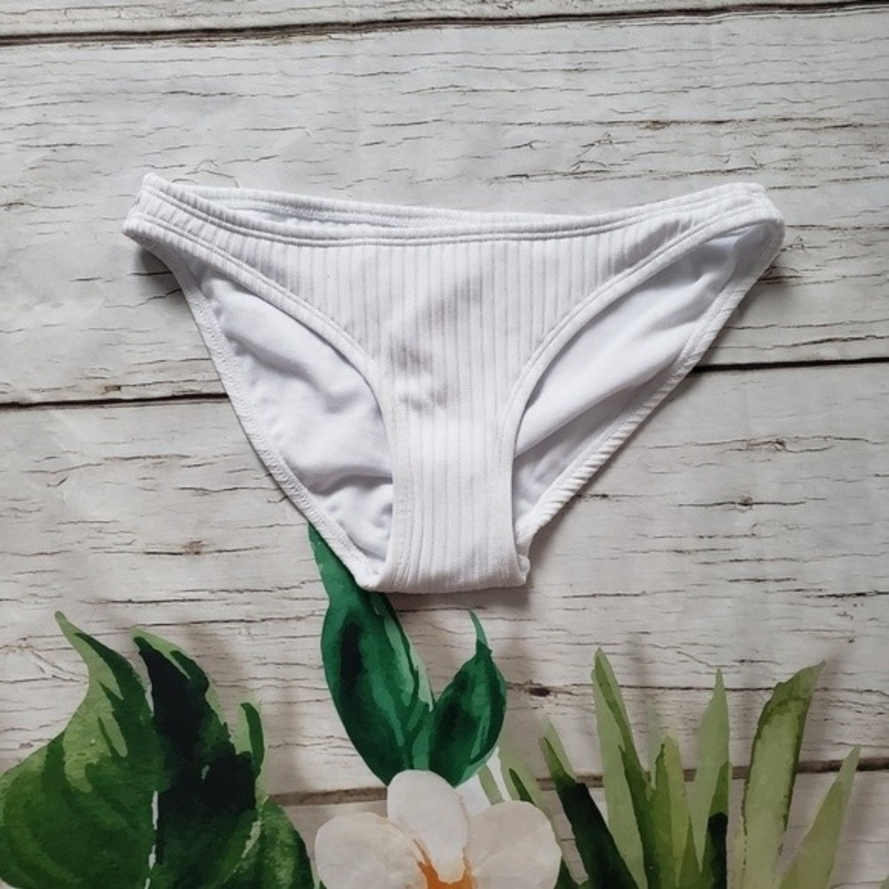 Xhilaration Ribbed White Swim Bottoms